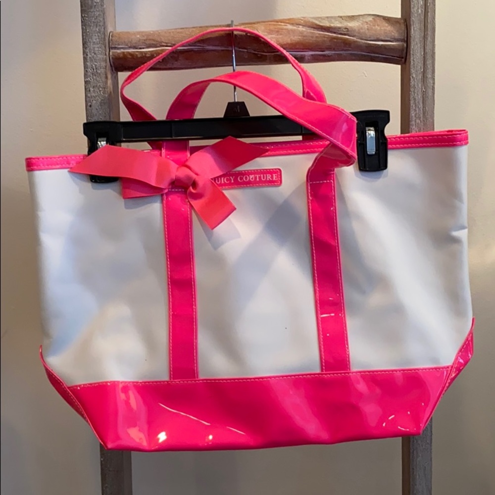 JUICY COUTURE neon pink and white bag